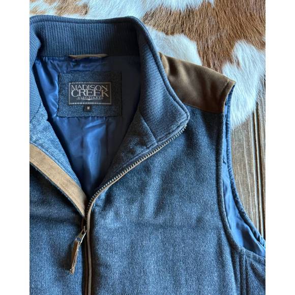 NEW MADISON CREEK OUTFITTERS men's overland wool blend vest in blue multi